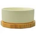 Mr.Kranch миска Bamboo керамическая на бамбуковой подставке, 860 мл, белая