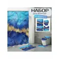 Штора и коврики для ванной комплект 4в1 Мрамор