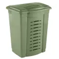 Корзина для белья 60л, оливковый, вентиляция, плотная крышка