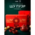 Подарочный набор листового китайского чая Шу пуэр в мандарине, красный, 160 г