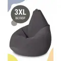 Кресло мешок MyPuff, бескаркасное кресло, пуфик мешок, размер 3XL, мебельный велюр, антрацит