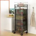 Стеллаж кухонный, для овощей, вращающийся, 4 слоя, углеродистая сталь, черный