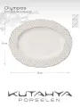 Блюдо овальное Kutahya Olympos-12583, фарфоровое, белое с позолотой