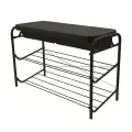 Банкетка 2-х полочная 790х330х510 мм с сиденьем и ящиком черный, Ника ЭТП3-1/Ч