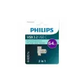 Флеш накопитель 64Gb PHILIPS 2-in-1 USB 3.2 USB C, OTG, USB 3.2/Type-C, Металл, 100 MB/s