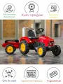 FALK Трактор с прицепом, открывающийся капот, педальная машина, веломобиль красный для детей от 3 лет