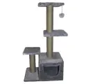 Когтеточка домик PetSmile 3-х уровневый с дополнительным столбом. Серый.110х58х35.