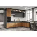 Кухонный гарнитур Оливия 3.0 х 1.8 м Графит / Экзотическое дерево амазония / Графит софт