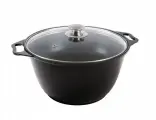 Кастрюля KUKMARA «Традиция», 4 л, 32×26,5×14,3 см, стеклянная крышка, антипригарное покрытие, чёрный
