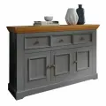 Комод с ящиками Фламберже натуральное дерево,149х42х94 см. цвет- серый (графит)/бейц-масло