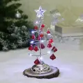 Сувенир с подсветкой КНР Елочка Хрустальная 26 см, основание-серебро, свечение-белый, хрусталик Красный
