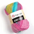 Пряжа Jeans Crazy (YarnArt), яр. роз/бирюз/липа - 8211, 55% хлопок, 45% полиакрил, 5 мотков, 50 г, 160 м.