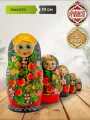 Матрешка деревянная детская хохлома развивающая игрушка традиционная 5 мест 10 см Орнамент