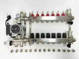 Комплект для водяного теплого пола с насосом, коллектором на 7 выхода с расходомерами, смесительным узлом, евроконусами - (до 90 кв. м)