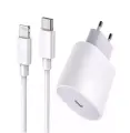 Сетевое зарядное устройство 20 W/ Сетевой адаптер USB- C + Кабель Type- C - Lightning / Быстрая зарядка/ белый
