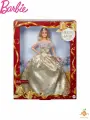 Mattel Barbie Signature 2025 Holiday Doll JBJ00 / игрушки для девочек с кукла барби, одетой в золотистое платье с вырезом из тюля и большим бантом, подходит для детей от 6 лет и старше