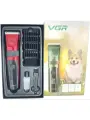 Машинка для стрижки животных VGR V-240, 4 скорости, беспроводная, красная