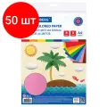 Комплект 50 шт, Цветная бумага А4 бархатная, 8 листов 8 цветов, 110 г/м2, BRAUBERG, 124726