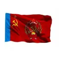 Двухсторонний флаг РСФСР с гербом, 90х135 см на блэкауте