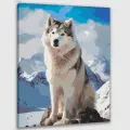 Картина по номерам 40x50 см, стойкая хаски, заснеженные горы, арктическая порода собак, суровая красота, жизнестойкость