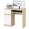 Стол компьютерный Мори МС-1 левый, цвет дуб сонома/белый, 90х50х76,6 см, ящик слева, НЕ ун. сб.