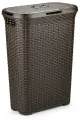 Корзина для белья узкая 40л, RATTAN STYLE, пластик, цвет темно-коричневый