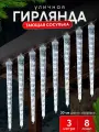 Уличная гирлянда Тающая сосулька 3 метра, 8 колб по 50см / Холодный свет /NEW