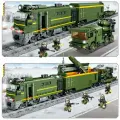 Конструктор Kazi Военный поезд и ж/д ракетный комплекс на пульте управления, 1174 детали 4 минифигурки KY98252