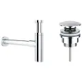 Сифон для раковины Wellsee Drainage System 182119003 в наборе 2 в 1: металлический сифон и универсальный донный клапан в цвете хром