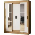 Шкаф для одежды с зеркалом Тоскана, ЛДСП, 170x53x210 см, белый/дуб крафт золотой