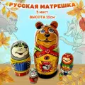 Матрешка деревянная детская развивающая игрушка для детей сортер сказка Теремок 5 мест 12 см Орнамент