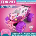 Розовый джип на радиоуправлении, для девочек, модель Жук, 2 аккумулятора в комплекте