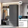Стенка в прихожую Нонтон Эккервуд, 180x46x205 см, 2 модуля, графит серый