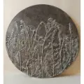 Ботанический барельеф, панно из гипса 49 см, цвет чёрный/серый. Ручная работа