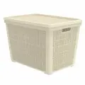 Корзина плетёная для хранения с крышкой «Лён» 65 л, 56,8×40×39,1 см, слоновая кость