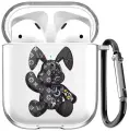 Прозрачный чехол силиконовый для наушников Apple AirPods 1/2 Bunny Черный