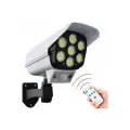 Уличный светодиодный светильник-прожектор 2 в 1 с датчиком движения, муляж камеры наблюдения на солнечной батарее с пультом дистанционного управления