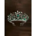 Диадема TORY STYLE, корона ручной работы, зеленая корона, эльфийская диадема, свадебная корона, детская диадема