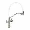 Смеситель для кухни с гибким белым изливом, с фильтром, вставляется сверху, сатин