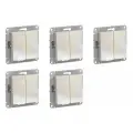 Systeme Electric Выключатель ATN000451 двухклавишный, квадратный, настенный Atlas Design жемчуг, 5 штук