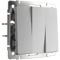 Выключатель трехклавишный Werkel W1130065, цвет серебряный матовый