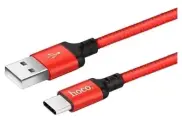 Кабель быстрой зарядки для Android, hoco X14, Type-C - USB-A 3А, нейлоновая оплётка, цвет провода красный, длина 1 метр