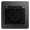 Розетка Systeme Electric (schneider Electric) SCHNEIDER ELECTRIC GLOSSA с зазем. со шторками с крышкой, IP44,16А, 250В, в сборе, графит