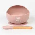 Детская тарелка на присоске и ложка для кормления, силиконовые столовые приборы для прикорма малыша, цвет розовый