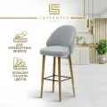 Барный стул для кухни высота 75 см Fusion Standart F03+, на деревянных ножках, велюр цвет светло-серый Lavrentev Studio