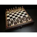 Шахматы подарочные Престиж большие, 39х39 см, венге антик, Helena Wood Art, с классическими металлическими фигурами