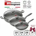 Набор сковород Accademia Mugnano Regia di Pietra 20 см, 24 см, сотейник 28 см с крышками