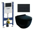 Комплект 3 в 1 инсталляция Geberit Duofix + Унитаз подвесной Esbano Garcia ESUPGARCB + кнопка черная матовая