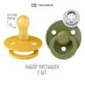 Набор 2 шт. Соска-пустышка BIBS латексная классическая Colour: Honey Bee/Olive, 6+ месяцев