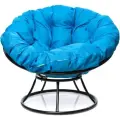 Садовое кресло M-group Папасан без ротанга черное + голубая подушка